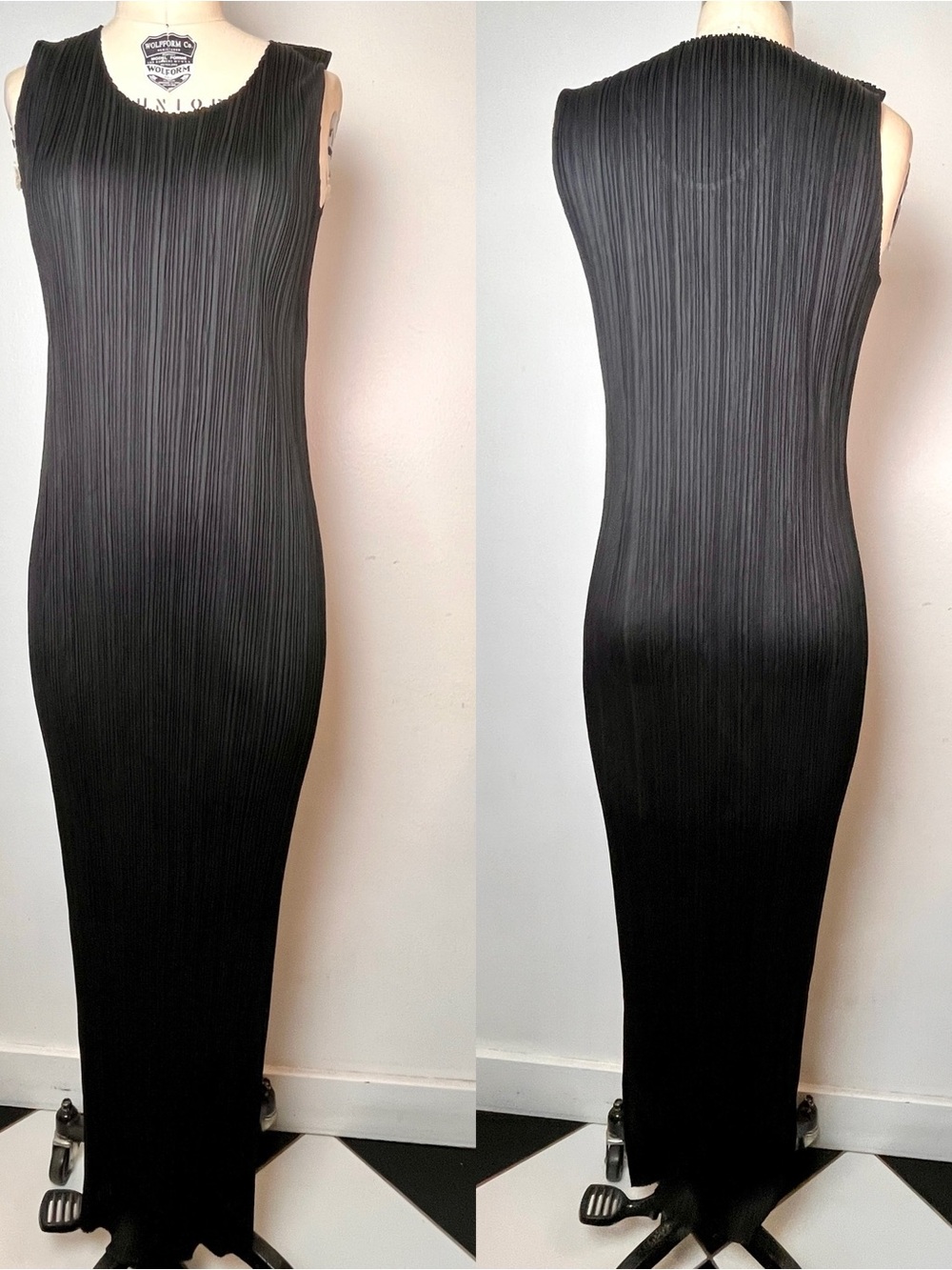 Issey Miyake PleatsPlease Black Column Dress